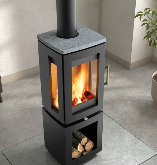 Moderná liatinová piecka GLOW s panoramatickým sklom