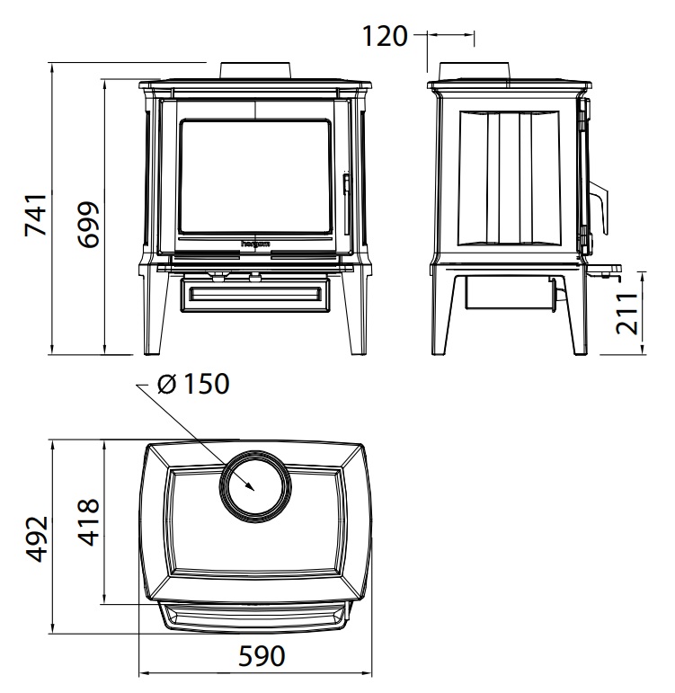 Liatinové kachle Hergom E-30 S s bielym ohniskom