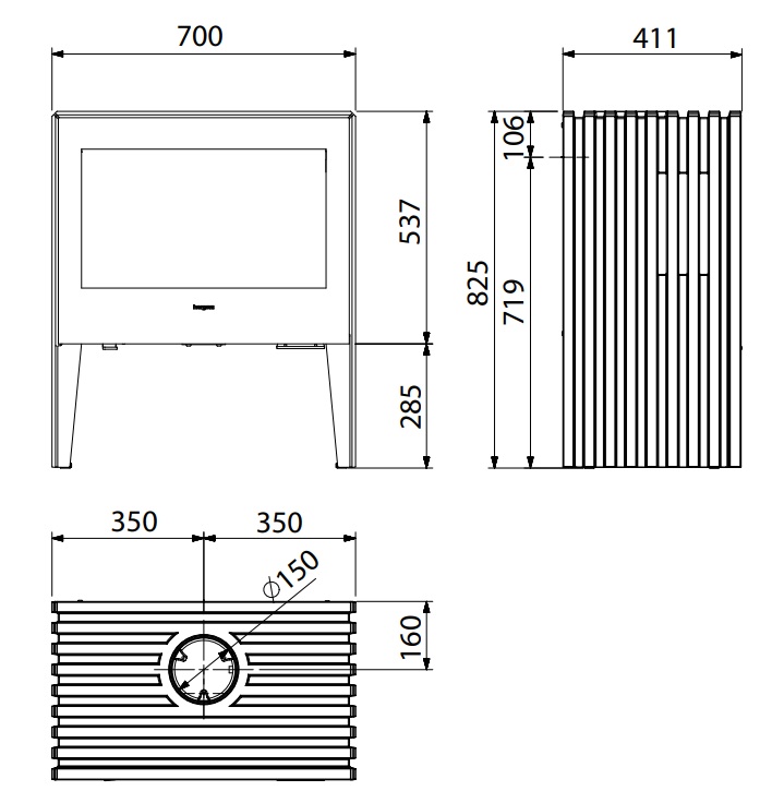 Výkonná liatinová piecka GLANCE L pre väčšie priestory