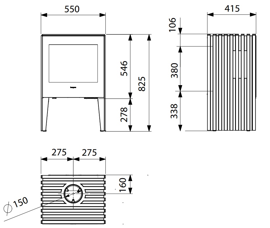 Voľne stojace liatinové kachle GLANCE M s moderným dizajnom