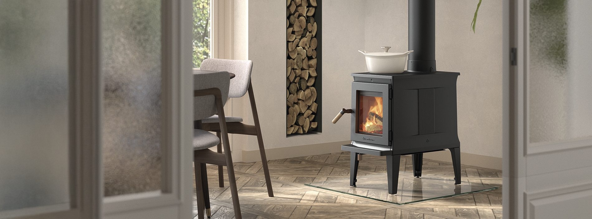 Liatinov&eacute; kachle Green Mountain 20 so smaltovanou varnou platňou