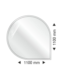 Sklo pod krbové kachle okrúhle rohové 1100x1100x6mm Obrázok pre Sklo pod krbové kachle okrúhle rohové 1100x1100x6mm